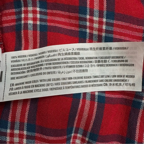 Abercrombie & Fitch Red Plaid Flannel Long Sleeves Wrap Shirt, Sz Small - Picture 11 of 12